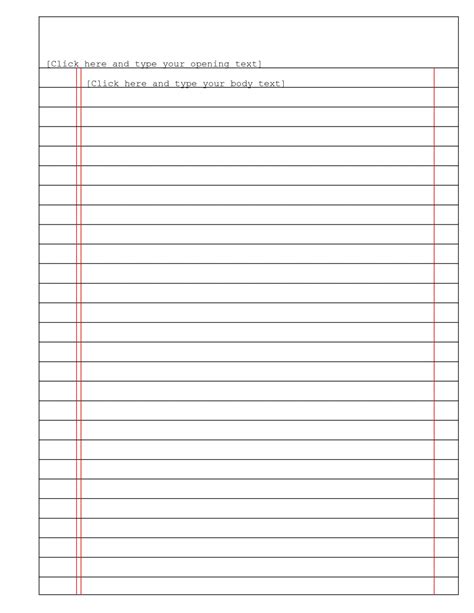 does microsoft word have a lined paper template